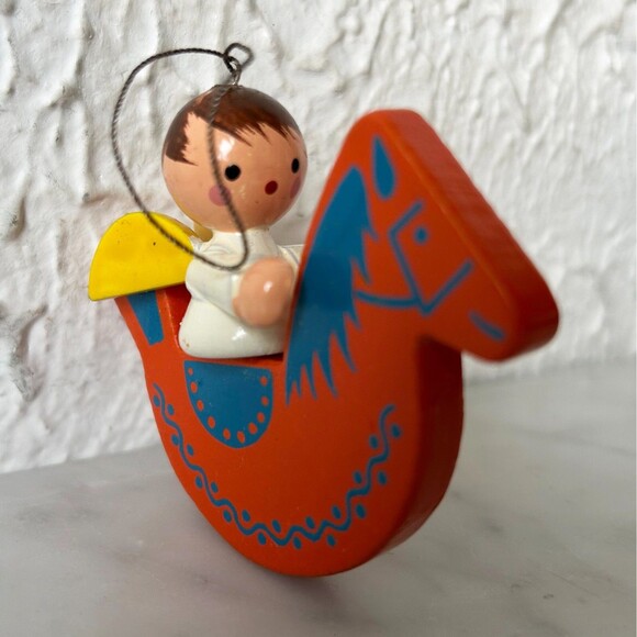 Vintage Steinbach Angel Rocking Horse Wooden Christmas Ornament Made in Germany - Picture 1 of 8